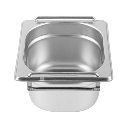 Met Lux Rectangle Stainless Steel 1/6 Size Steam Table Pan 4 Inch Deep - Anti Jam, Collapsible Handles - 1 count box