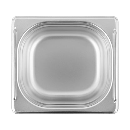 Met Lux Rectangle Stainless Steel 1/6 Size Steam Table Pan 4 Inch Deep - Anti Jam, Collapsible Handles - 1 count box
