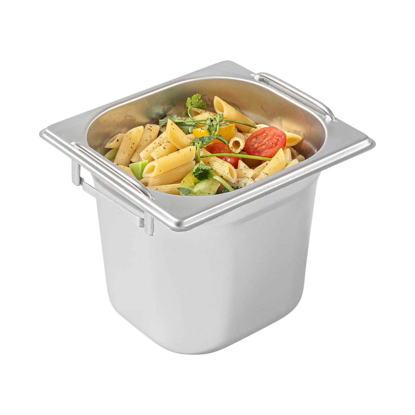 Met Lux Rectangle Stainless Steel 1/6 Size Steam Table Pan - Anti Jam, Collapsible Handles - 1 count box