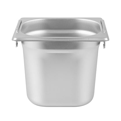 Met Lux Rectangle Stainless Steel 1/6 Size Steam Table Pan - Anti Jam, Collapsible Handles - 1 count box