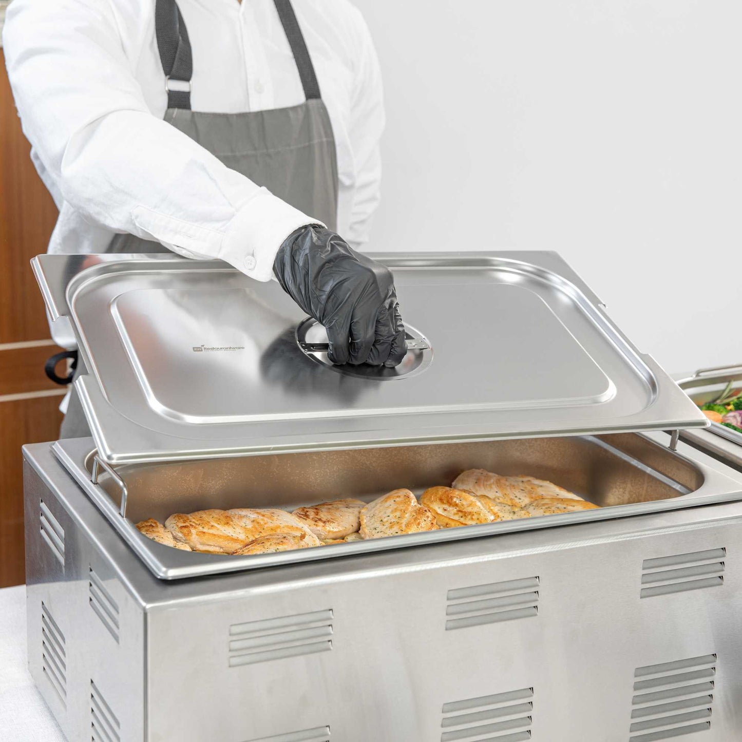 Met Lux Rectangle Stainless Steel Lid - Fits Full Size Steam Table Pan - 1 count box