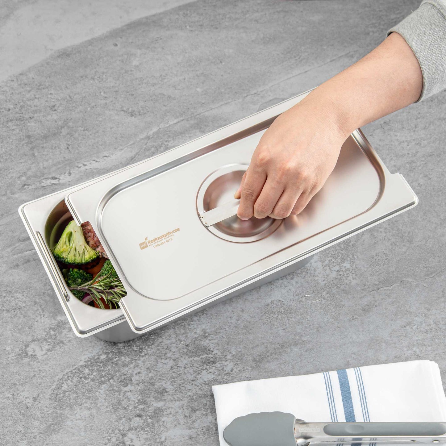 Met Lux Rectangle Stainless Steel Lid - Fits 1/3 Size Steam Table Pan - 1 count box