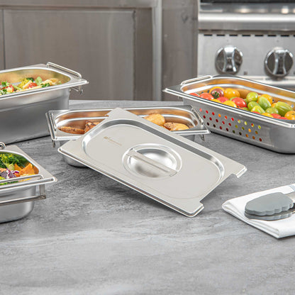 Met Lux Rectangle Stainless Steel Lid - Fits 1/4 Size Steam Table Pan - 1 count box