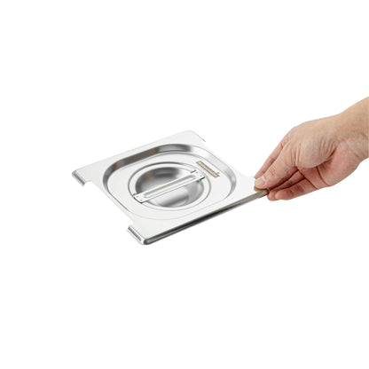 Met Lux Rectangle Stainless Steel Lid - Fits 1/6 Size Steam Table Pan - 1 count box