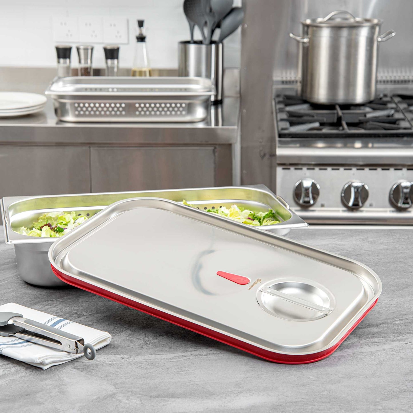 Met Lux Rectangle Stainless Steel Travel Lid - Fits Full Size Steam Table Pan - 1 count box