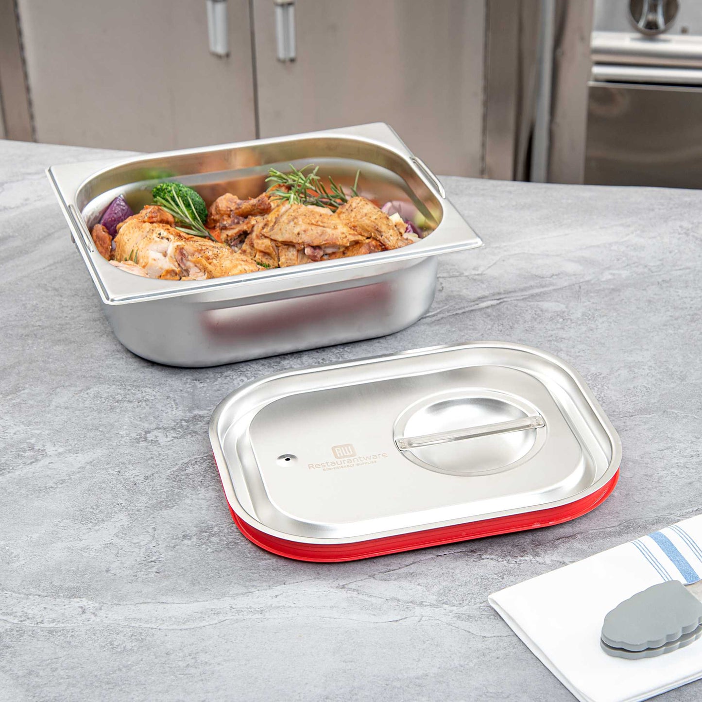 Met Lux Rectangle Stainless Steel Travel Lid - Fits 1/2 Size Steam Table Pan - 1 count box