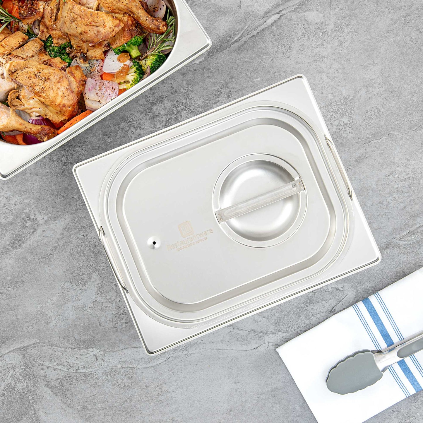 Met Lux Rectangle Stainless Steel Travel Lid - Fits 1/2 Size Steam Table Pan - 1 count box