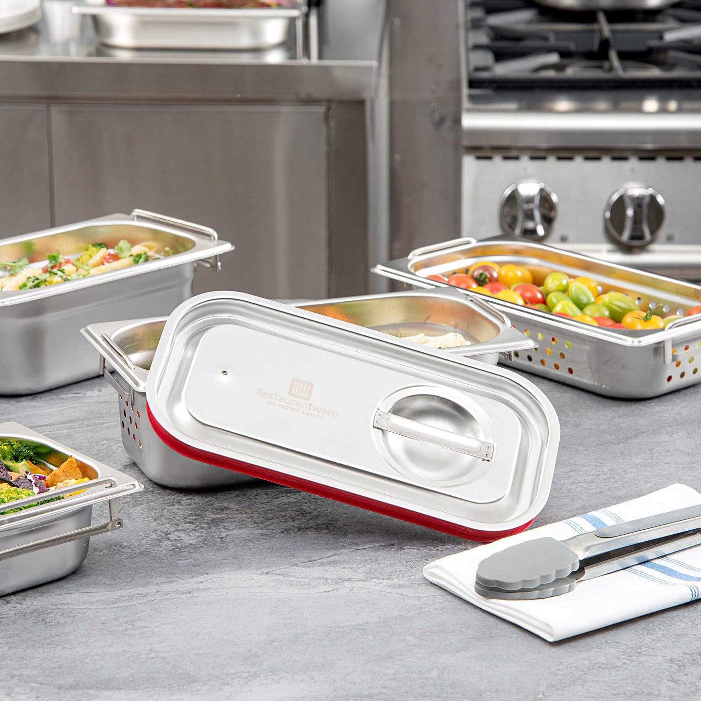 Met Lux Rectangle Stainless Steel Travel Lid - Fits 1/3 Size Steam Table Pan - 1 count box