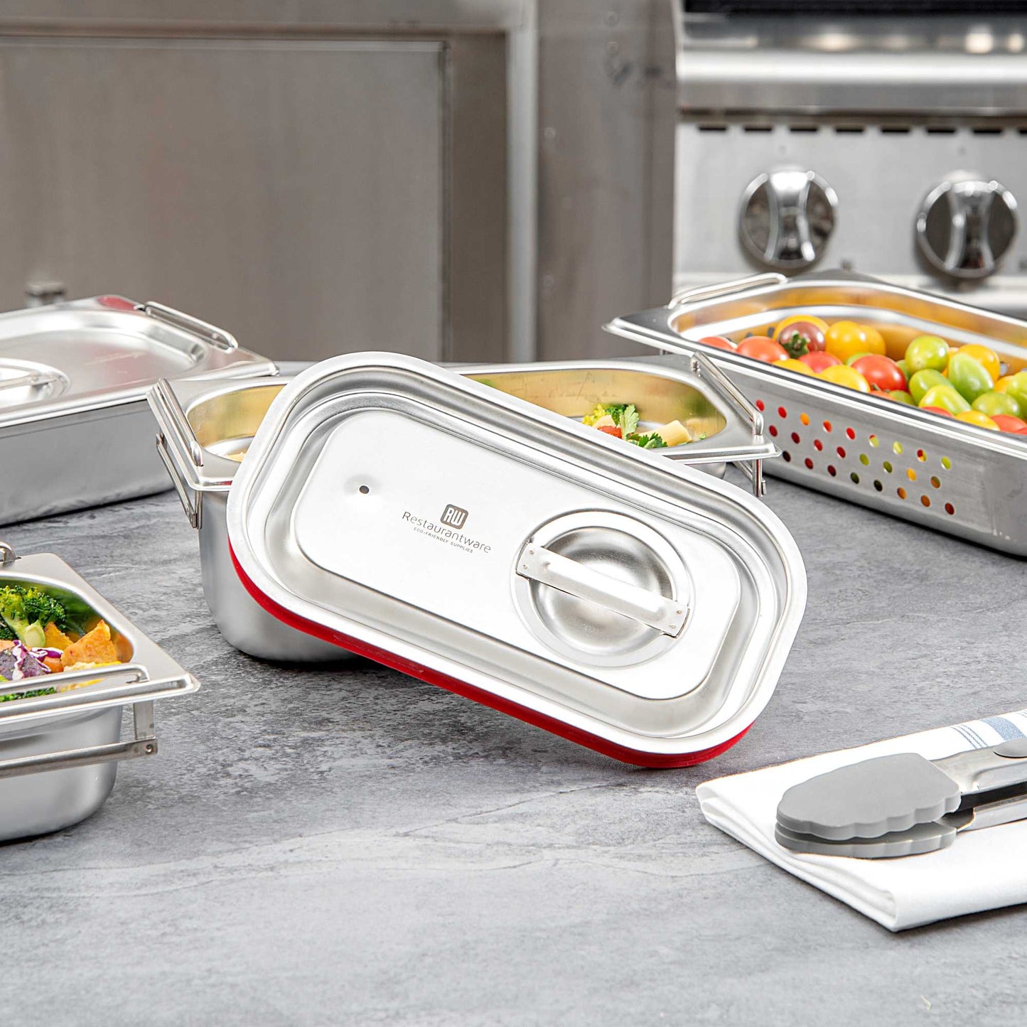 Met Lux Rectangle Stainless Steel Travel Lid - Fits 1/4 Size Steam Table Pan - 1 count box