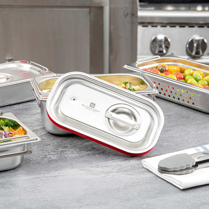 Met Lux Rectangle Stainless Steel Travel Lid - Fits 1/4 Size Steam Table Pan - 1 count box