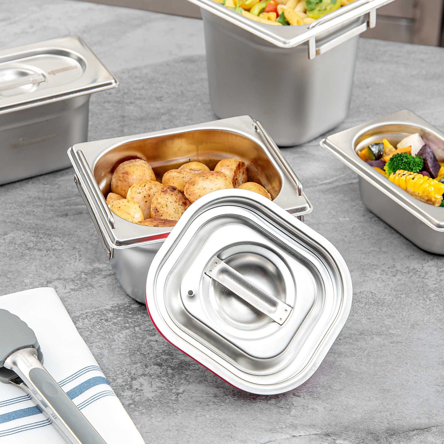 Met Lux Rectangle Stainless Steel Travel Lid - Fits 1/6 Size Steam Table Pan - 1 count box