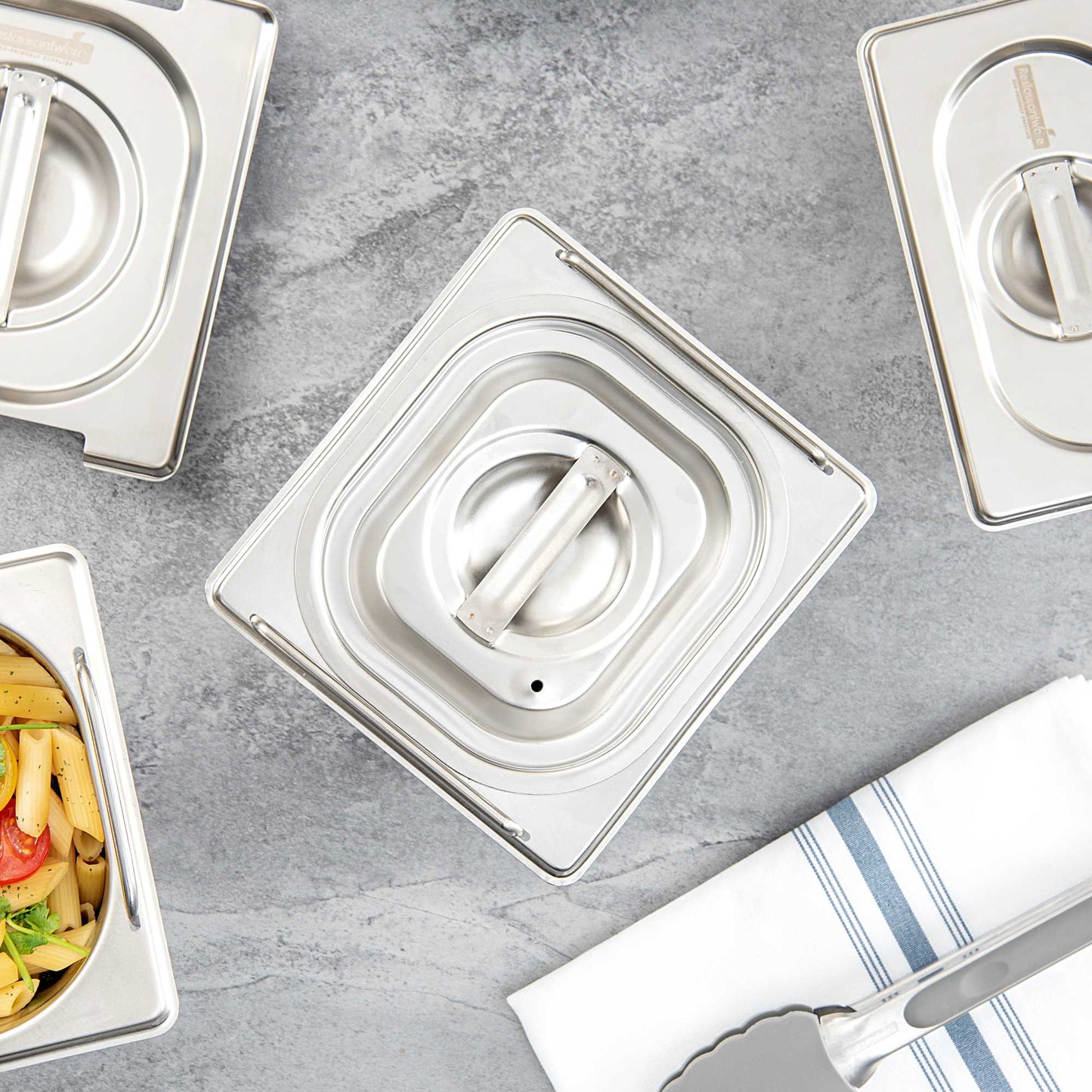Met Lux Rectangle Stainless Steel Travel Lid - Fits 1/6 Size Steam Table Pan - 1 count box
