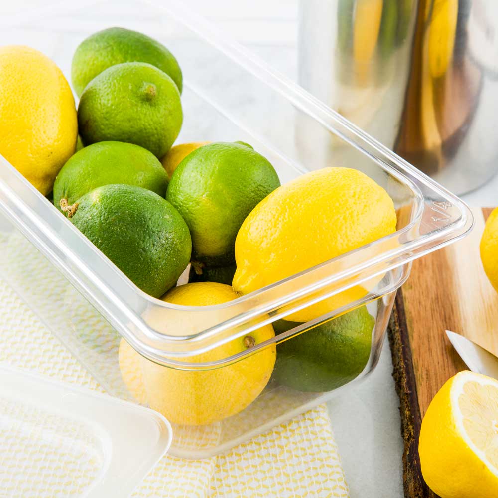 Met Lux Rectangle Clear Plastic 1/4 Size Cold Food Storage Container - 4" Depth - 1 count box