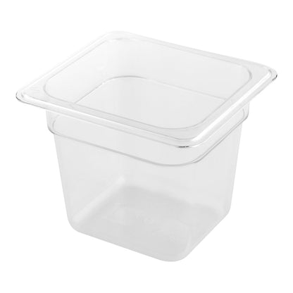 Met Lux Rectangle Clear Plastic 1/6 Size Cold Food Storage Container - 6" Depth - 1 count box