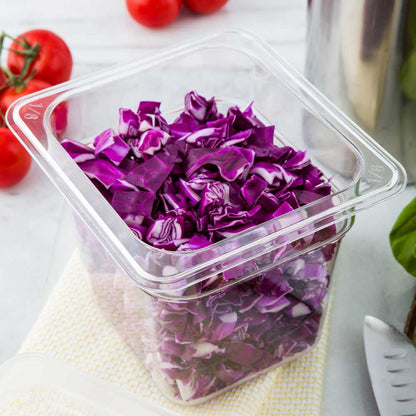 Met Lux Rectangle Clear Plastic 1/6 Size Cold Food Storage Container - 6" Depth - 10 count box