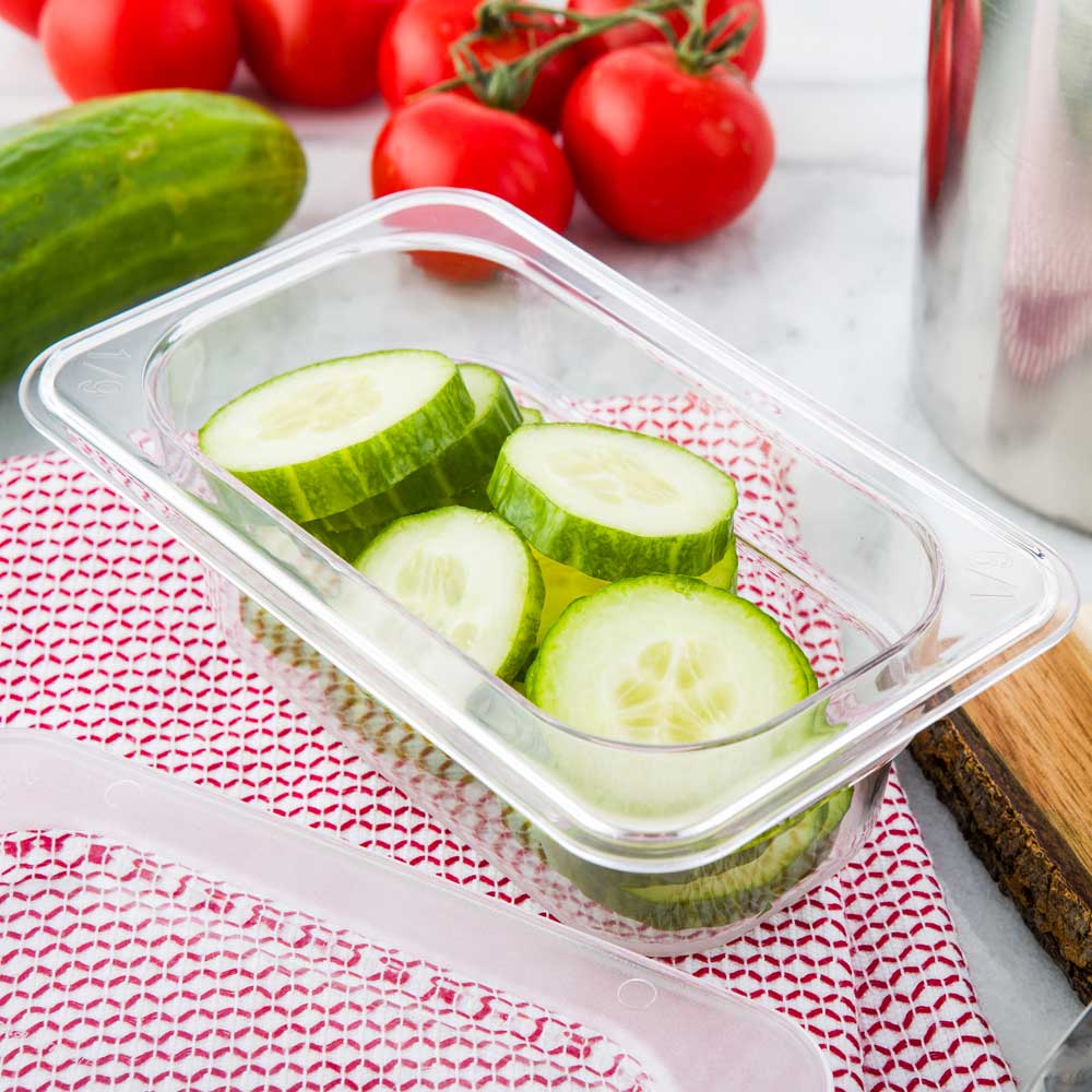 Met Lux Rectangle Clear Plastic 1/9 Size Cold Food Storage Container - 2.5" Depth - 10 count box