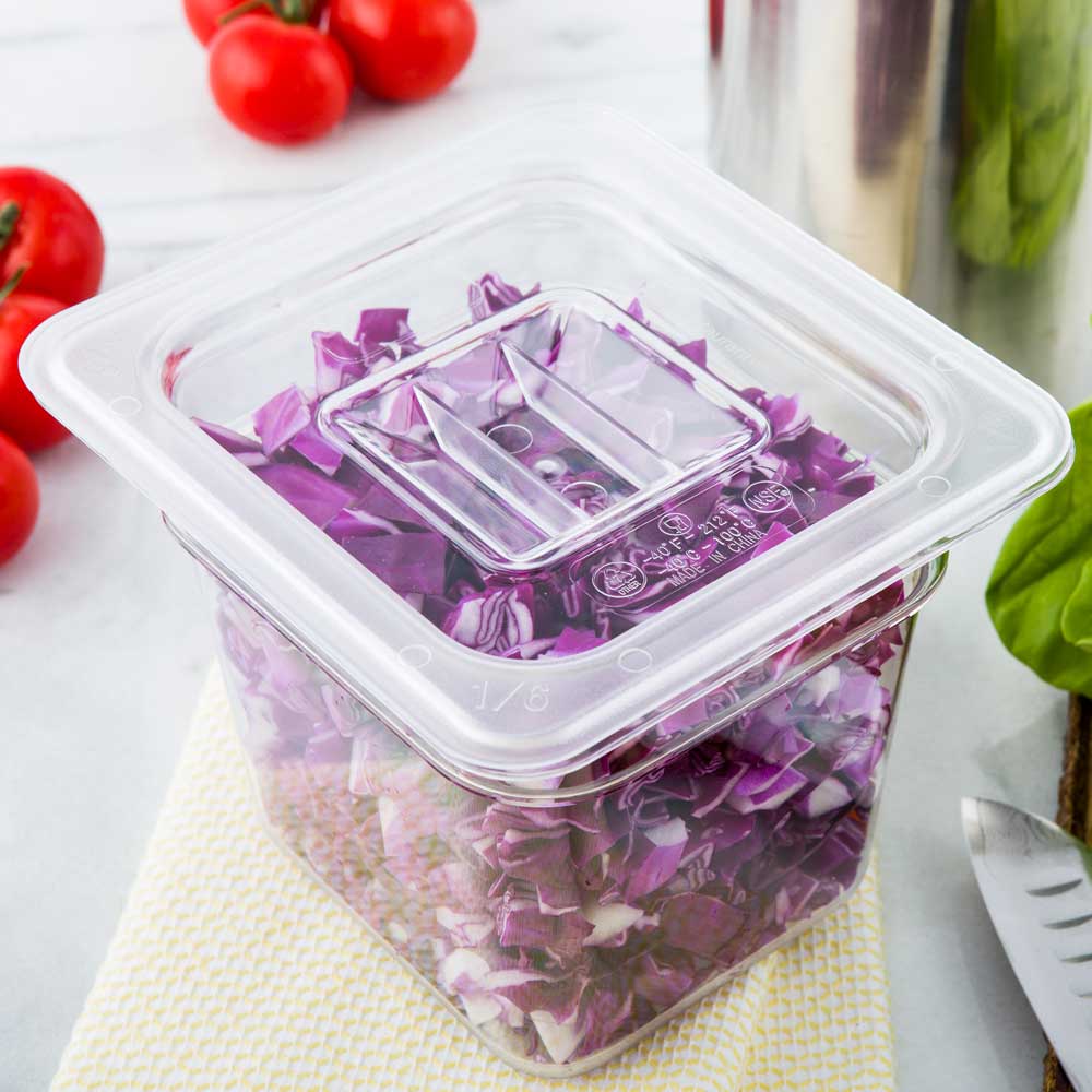 Met Lux Rectangle Clear Plastic Lid - Fits 1/6 Size Cold Food Storage Container - 1 count box