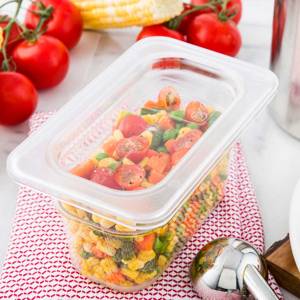 Met Lux Rectangle Clear Plastic Lid - Fits 1/9 Size Cold Food Storage Container - 10 count box