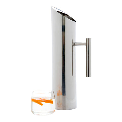 Met Lux 67 oz Round Polished Stainless Steel Water Pitcher - 3 1/2" x 3 1/2" x 14" - 1 count box