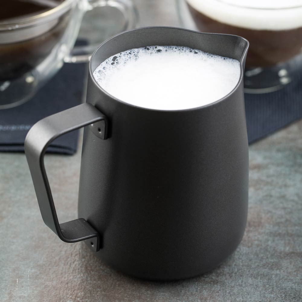 Met Lux 12 oz Black Stainless Steel Milk Pitcher - 3" x 3" x 3 1/2" - 1 count box