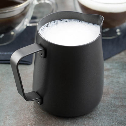 Met Lux 12 oz Black Stainless Steel Milk Pitcher - 3" x 3" x 3 1/2" - 1 count box