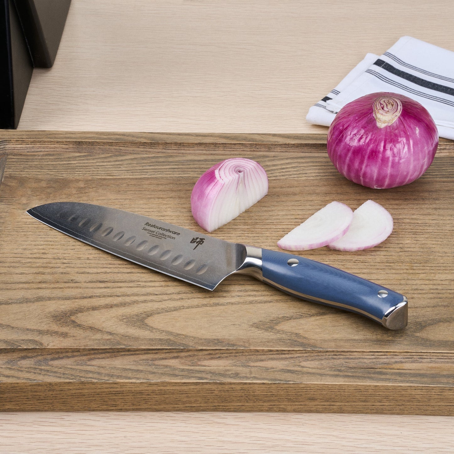 Sensei Blue Damascus Steel 7" Santoku Knife - 1 count box