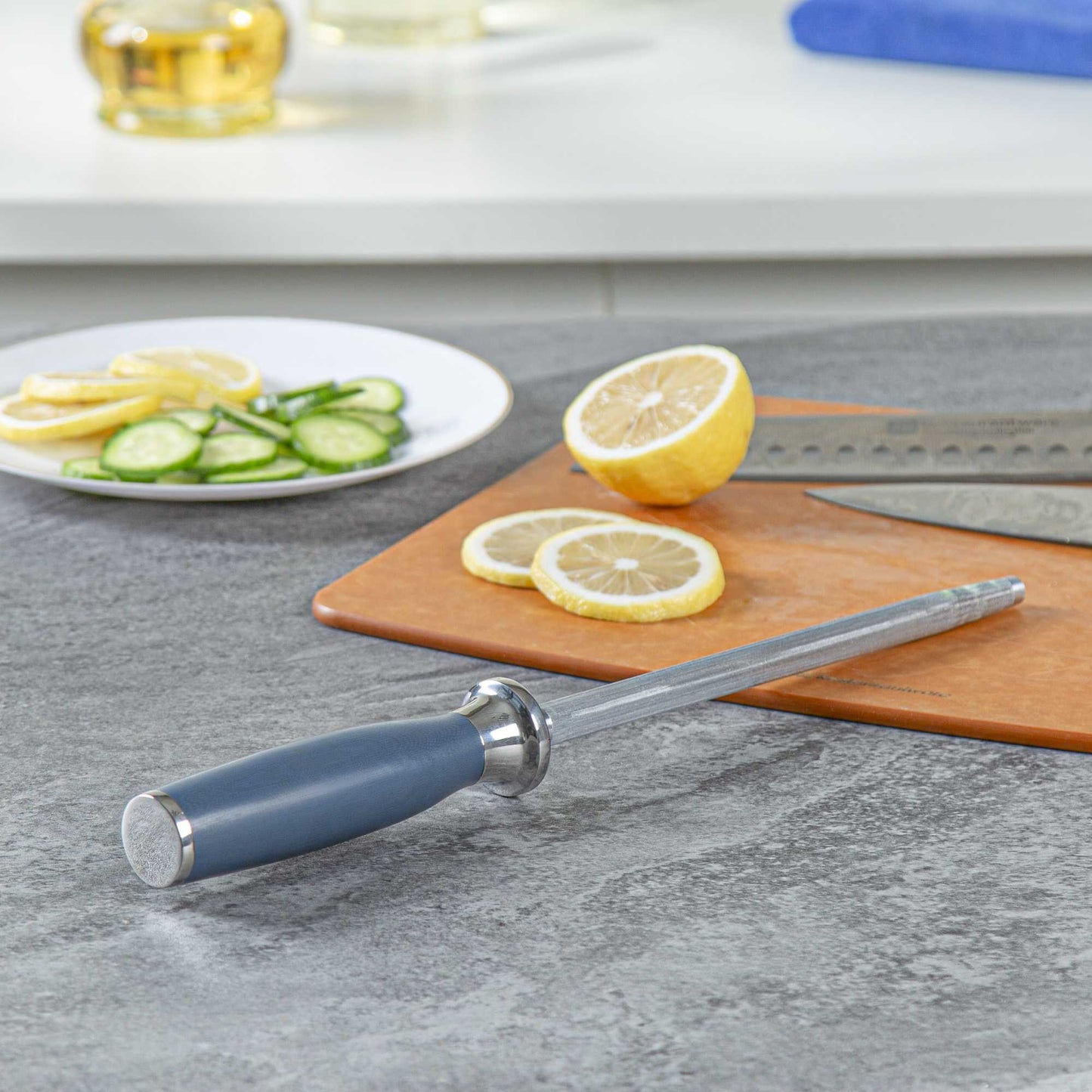 Met Lux Silver and Blue Steel 8" Honing Knife Tool - 1 count box