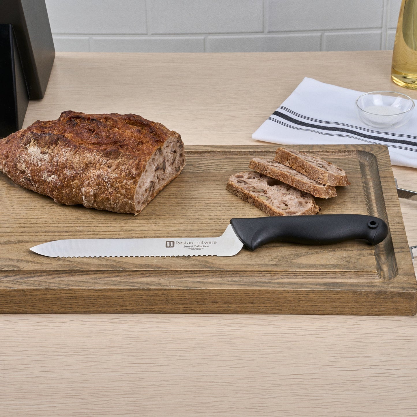 Sensei Back of the House German Steel 8" Offset Bread Knife - HACCP Protection - 1 count box