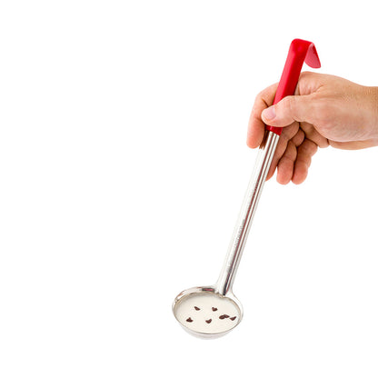 Met Lux 2 oz Stainless Steel Serving Ladle - with Red Handle - 11 3/4" - 1 count box