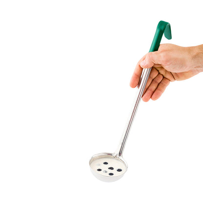 Met Lux 4 oz Stainless Steel Serving Ladle - with Green Handle - 13 3/4" - 1 count box