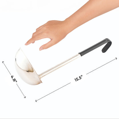 Met Lux 12 oz Stainless Steel Serving Ladle - with Black Handle - 15 1/2" - 1 count box