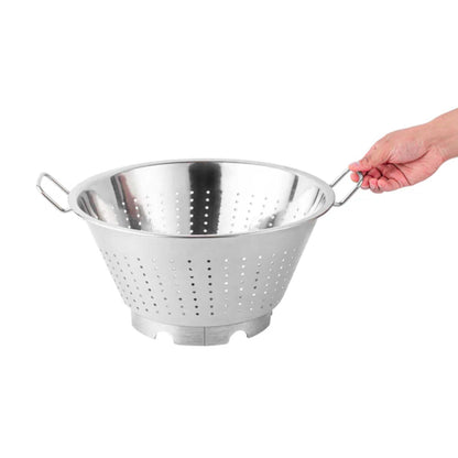 Met Lux Stainless Steel Colander - European Style - 17" x 14" x 8 1/2" - 1 count box