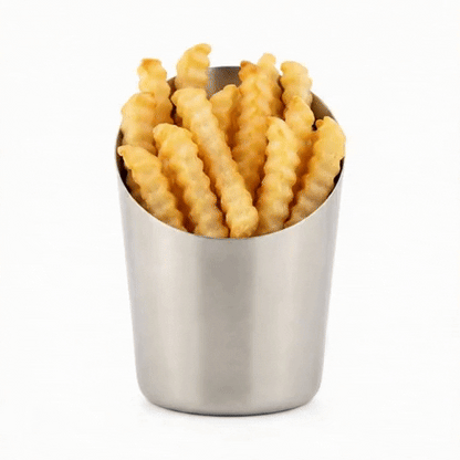 Met Lux Stainless Steel French Fry Cup - Tapered, Satin Finish - 3 1/2" x 4 1/2" - 1 count box