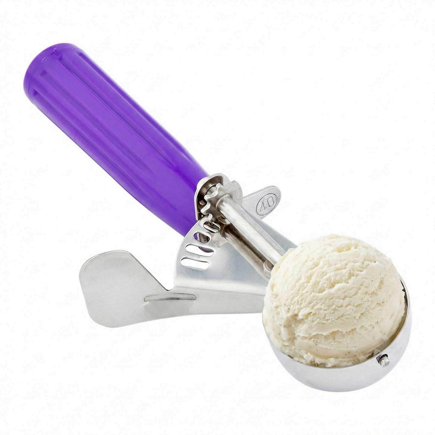 Met Lux 0.8 oz Stainless Steel #40 Portion Scoop - with Orchid Handle - 1 count box
