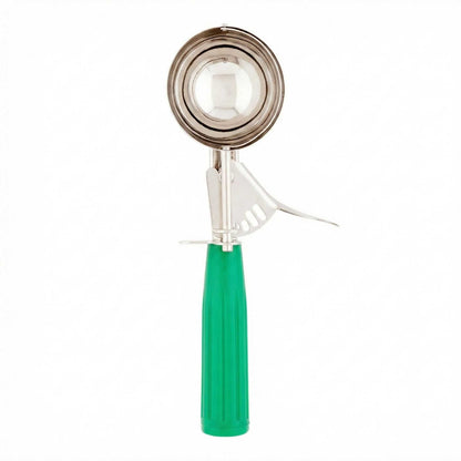 Met Lux 2.5 oz Stainless Steel #12 Portion Scoop - with Green Handle - 1 count box