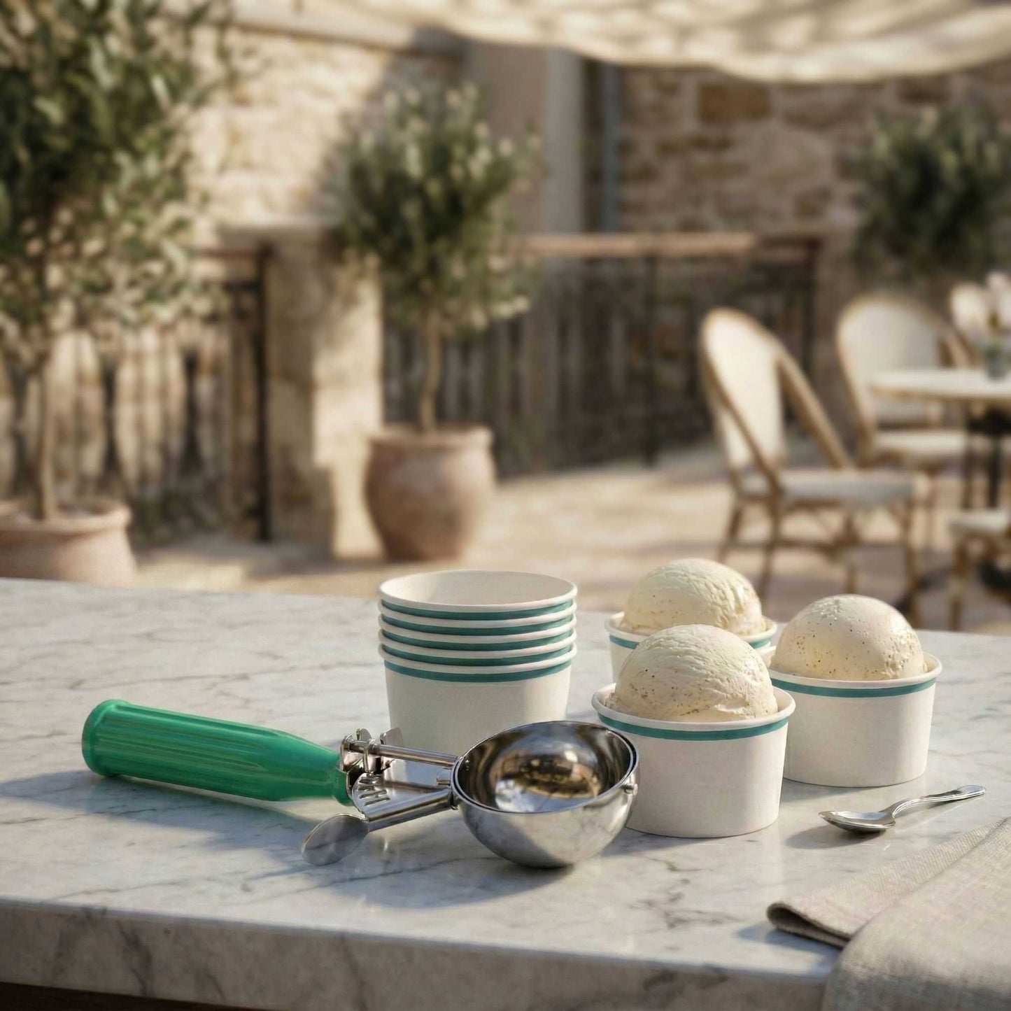 Met Lux 2.5 oz Stainless Steel #12 Portion Scoop - with Green Handle - 1 count box