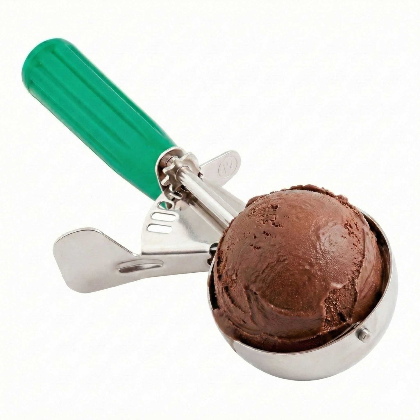 Met Lux 2.5 oz Stainless Steel #12 Portion Scoop - with Green Handle - 1 count box
