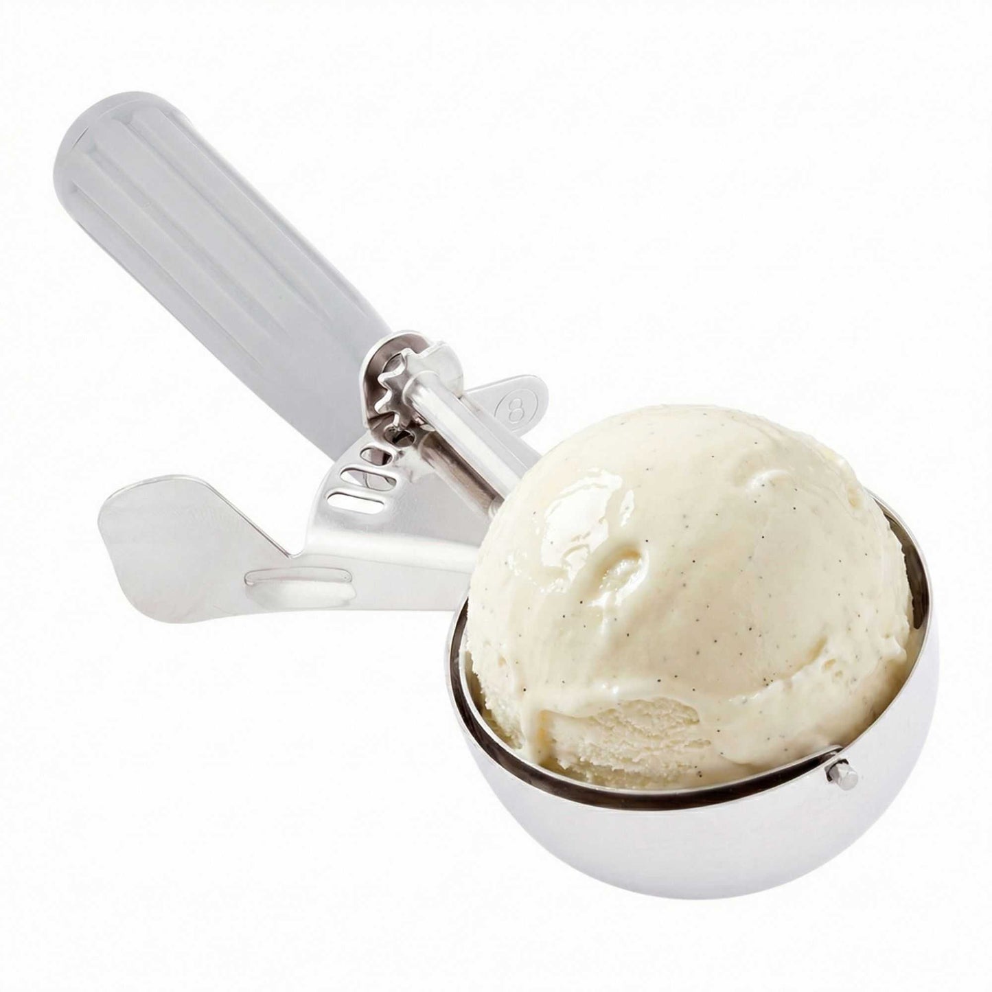 Met Lux 4 oz Stainless Steel #8 Portion Scoop - with Gray Handle - 1 count box
