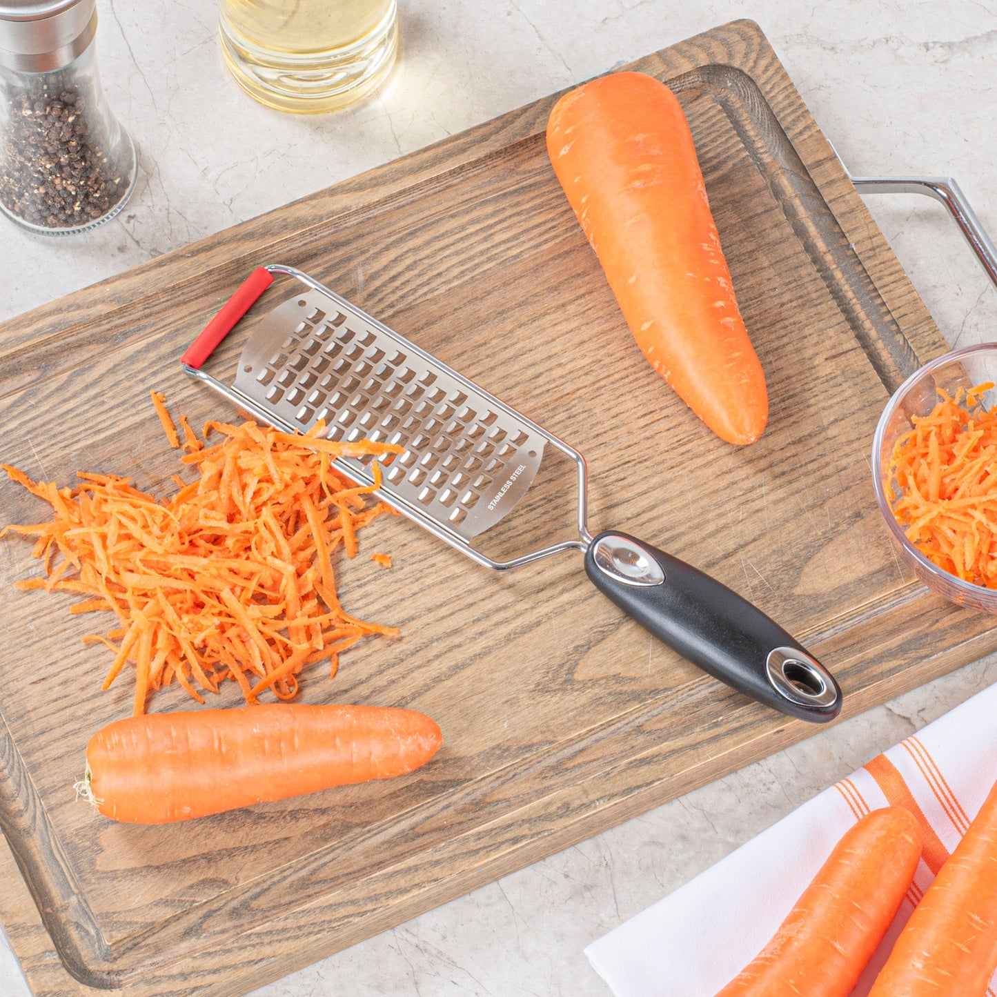 Met Lux Stainless Steel Coarse Grater - with Plastic Handle - 12" - 1 count box