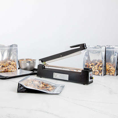 Fresh Hero Black Aluminum Hand Impulse Sealer - Industrial Grade, Food Safe - 17 3/4" x 3 1/4" x 10" - 1 count box