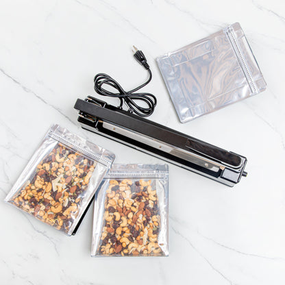Fresh Hero Black Aluminum Hand Impulse Sealer - Industrial Grade, Food Safe - 17 3/4" x 3 1/4" x 10" - 1 count box