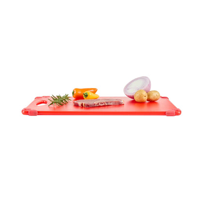Sure Grip Red Plastic Cutting Board - Non-Slip, Measurement Markers, Carrying Handle - 12" x 18" - 1 count box