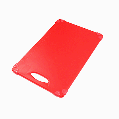Sure Grip Red Plastic Cutting Board - Non-Slip, Measurement Markers, Carrying Handle - 12" x 18" - 1 count box