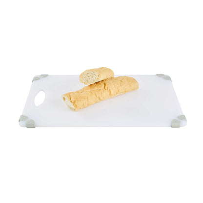Sure Grip White Plastic Cutting Board - Non-Slip, Measurement Markers, Carrying Handle - 12" x 18" - 1 count box