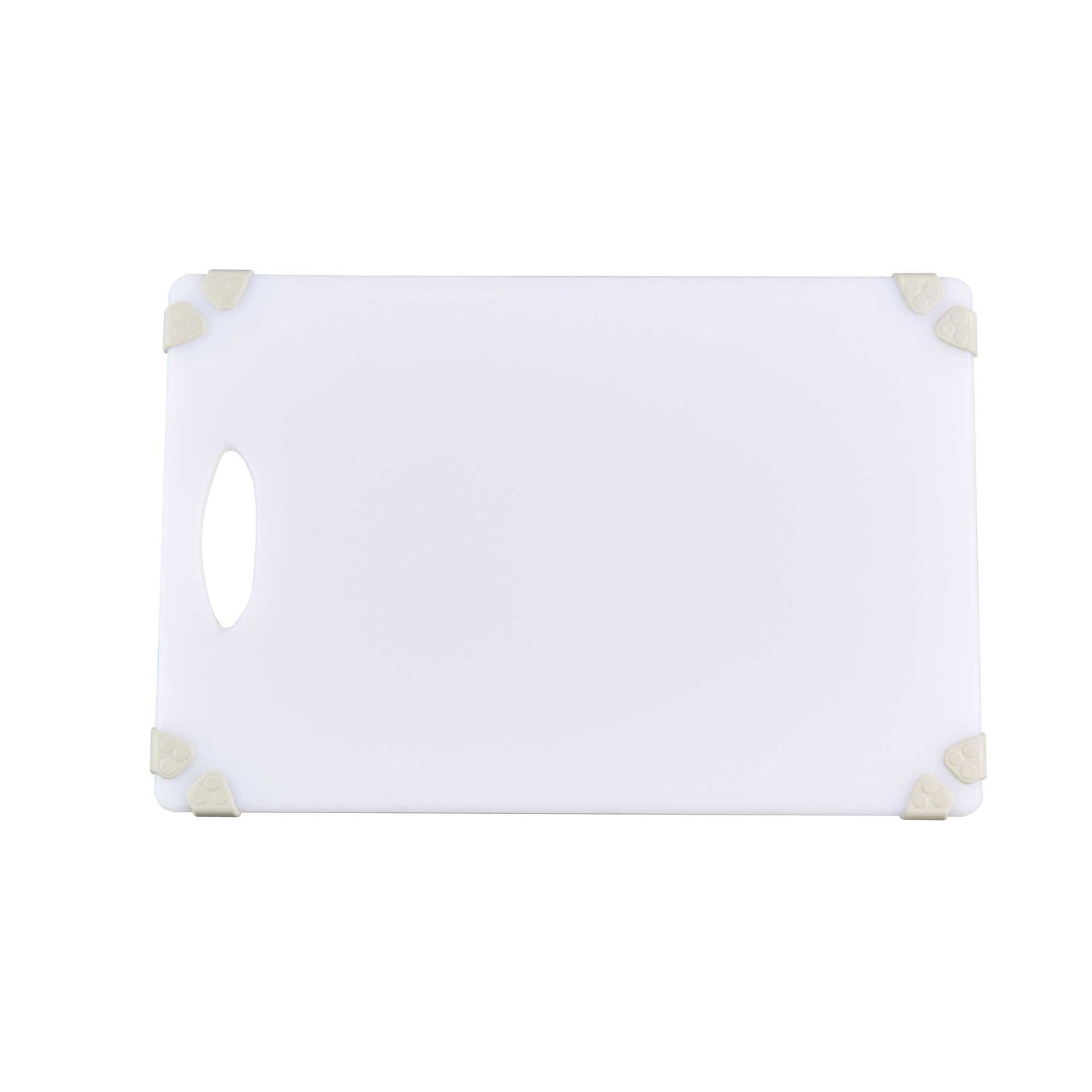 Sure Grip White Plastic Cutting Board - Non-Slip, Measurement Markers, Carrying Handle - 12" x 18" - 1 count box