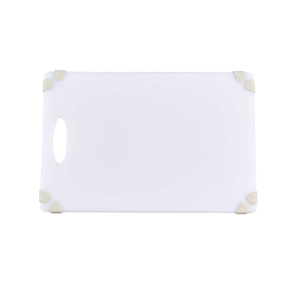 Sure Grip White Plastic Cutting Board - Non-Slip, Measurement Markers, Carrying Handle - 12" x 18" - 1 count box