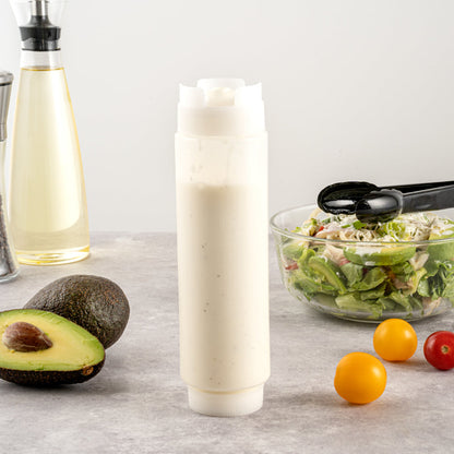 First In First Out 16 oz Clear Plastic Squeeze Bottle - Inverted, Refill & Dispensing Lid - 2 1/2" x 2 1/2" x 8 1/4" - 1 count box