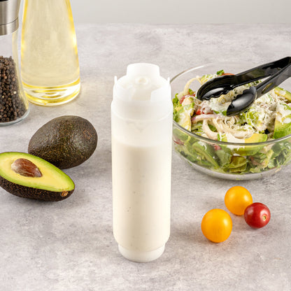 First In First Out 16 oz Clear Plastic Squeeze Bottle - Inverted, Refill & Dispensing Lid - 2 1/2" x 2 1/2" x 8 1/4" - 6 count box