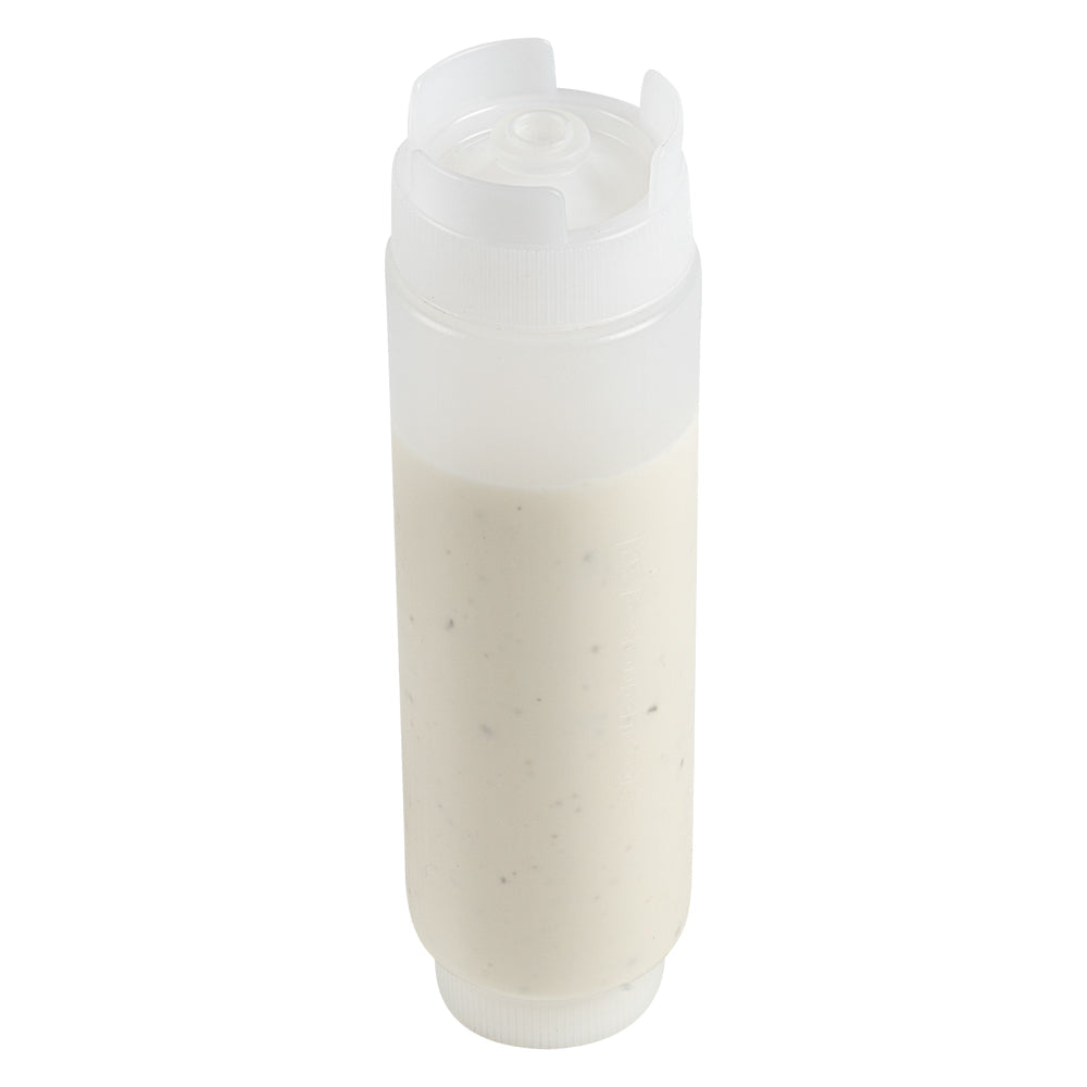 First In First Out 16 oz Clear Plastic Squeeze Bottle - Inverted, Refill & Dispensing Lid - 2 1/2" x 2 1/2" x 8 1/4" - 1 count box