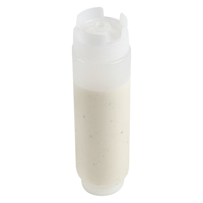 First In First Out 16 oz Clear Plastic Squeeze Bottle - Inverted, Refill & Dispensing Lid - 2 1/2" x 2 1/2" x 8 1/4" - 1 count box